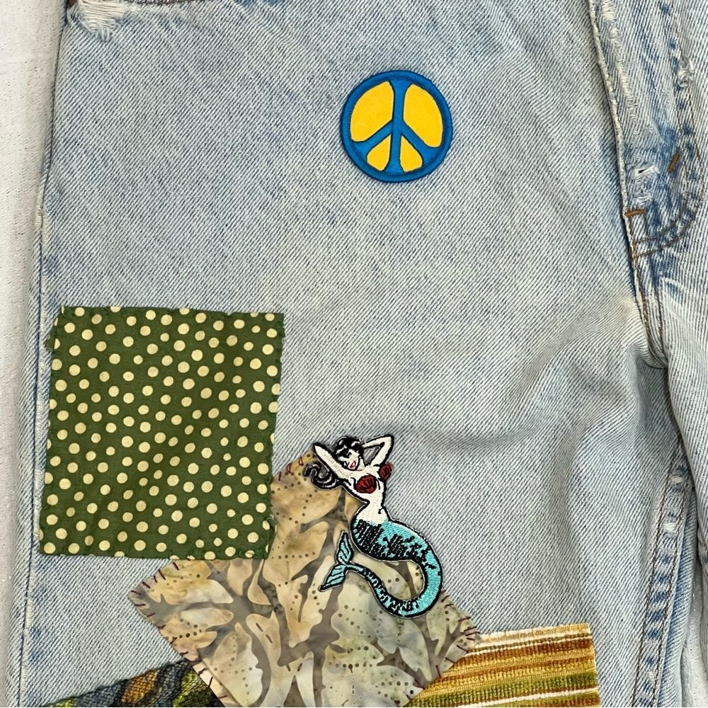 Vintage 90s Levi’s Orange Tab Patchwork Traveling Pants Size 32x34 - Picture 4 of 16